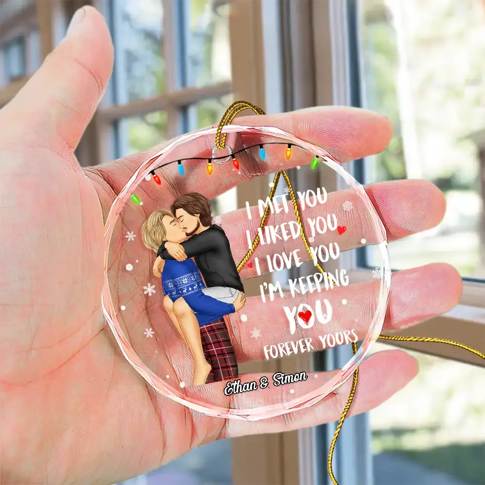 Christmas Couple Forever Yours - Personalized Circle ornament The Next Custom Gift