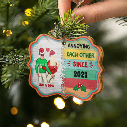 Christmas Couple I Want To Annoy For The Rest Of My Life - Personalized Wooden Ornament Ornament The Next Custom Gift