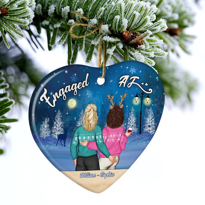 Christmas Couple Married AF - Personalized Custom Heart Ceramic Ornament ornament The Next Custom Gift