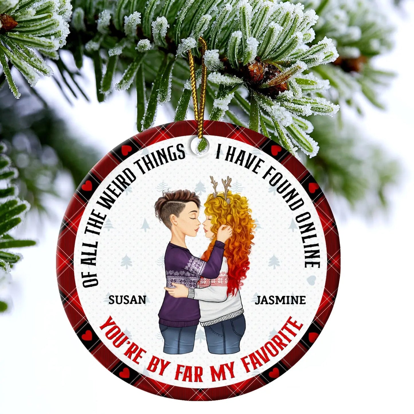 Christmas Couple You Are My Favorite By Far - Gift For Couples - Personalized Circle Ceramic Ornament ornament The Next Custom Gift