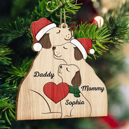 Christmas Dog Family - Personalized Custom Shaped Wooden Ornament Ornament The Next Custom Gift