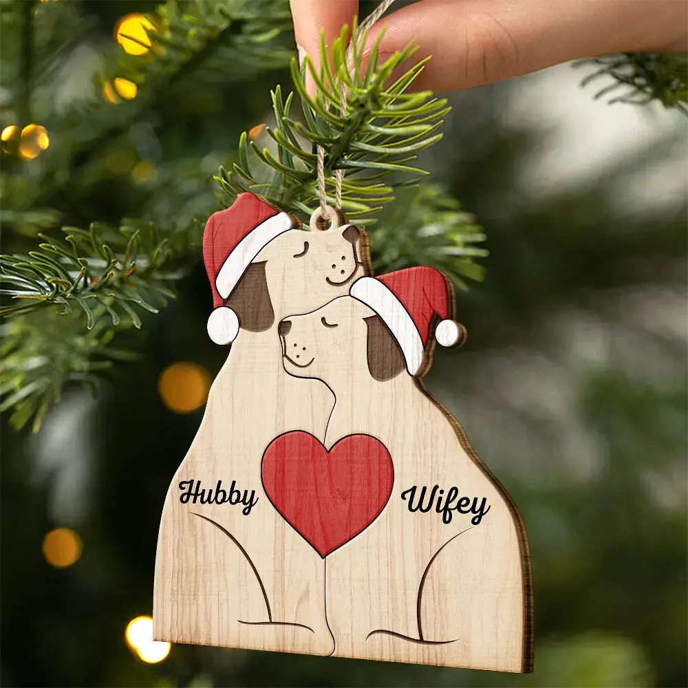 Christmas Dog Family - Personalized Custom Shaped Wooden Ornament Ornament The Next Custom Gift