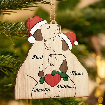 Christmas Dog Family - Personalized Custom Shaped Wooden Ornament Ornament The Next Custom Gift