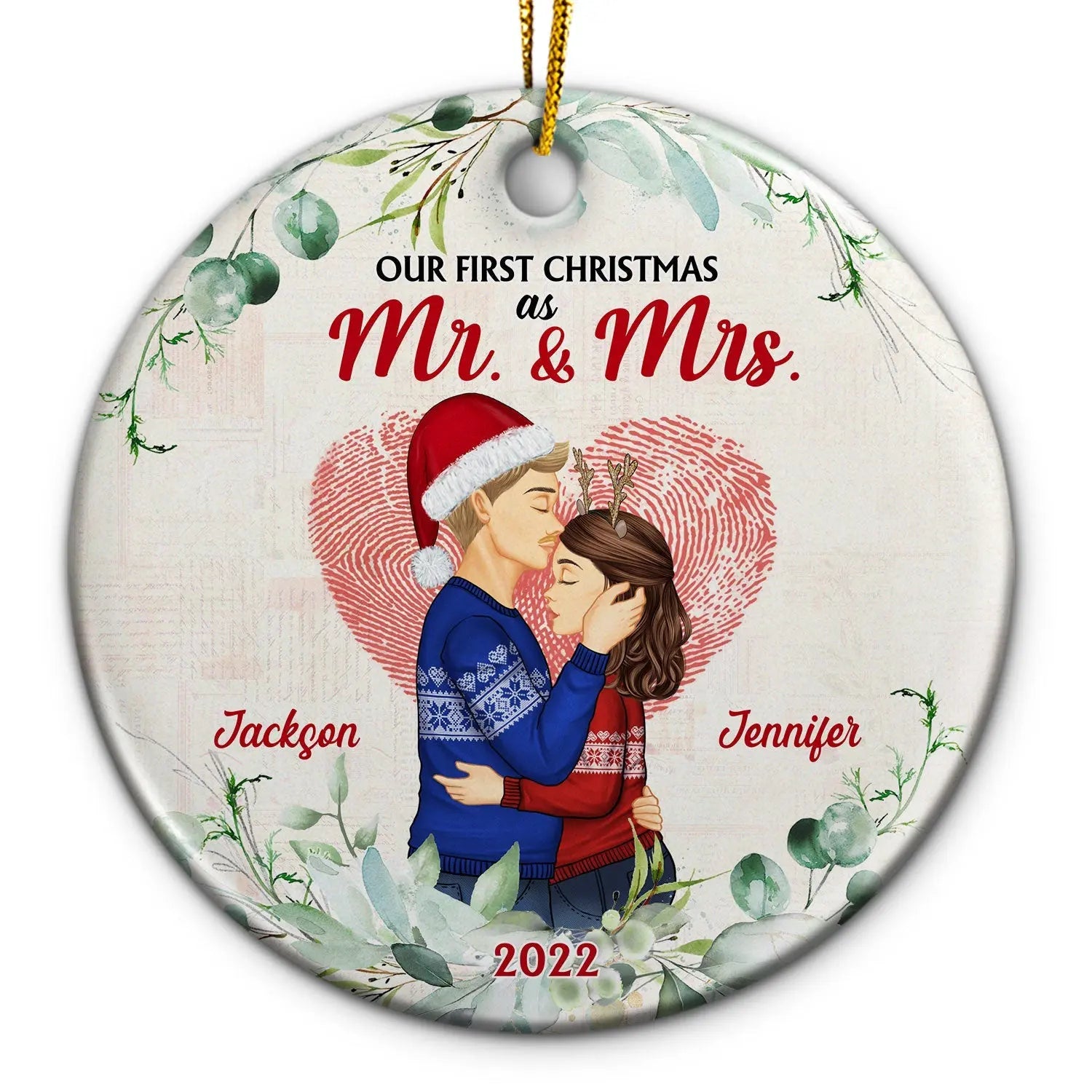 Christmas Family Couple Our First Christmas Together - Gift For Couples - Personalized Custom Circle Ceramic Ornament ornament The Next Custom Gift