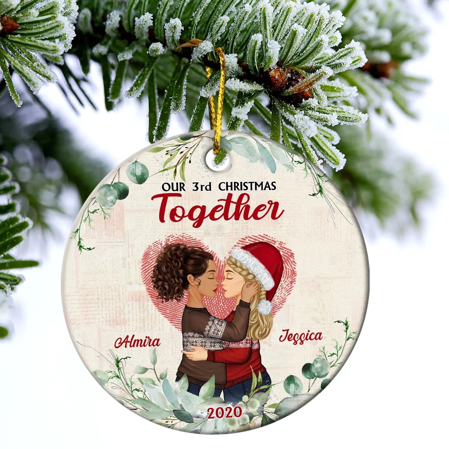 Christmas Family Couple Our First Christmas Together - Gift For Couples - Personalized Custom Circle Ceramic Ornament ornament The Next Custom Gift