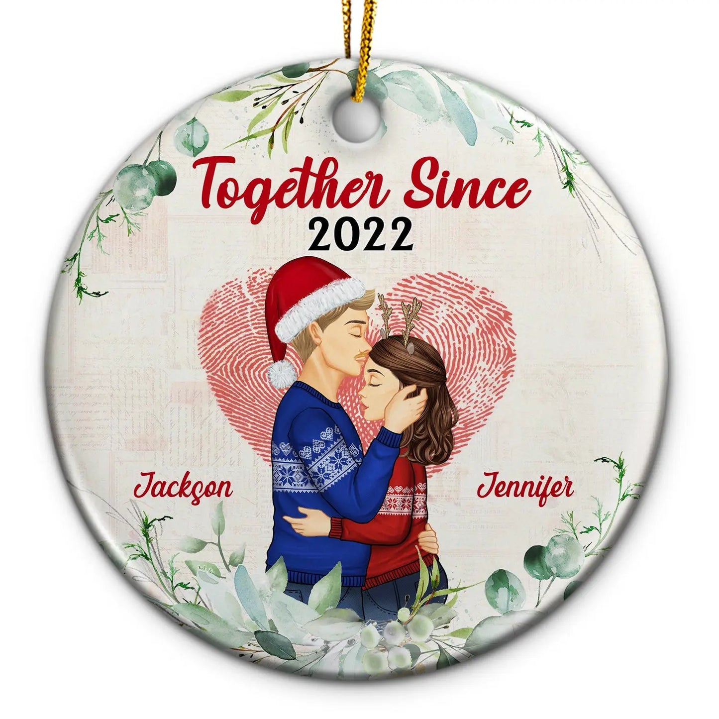 Christmas Family Couple Together Since Husband And Wife - Gift For Couples - Personalized Custom Circle Ceramic Ornament ornament The Next Custom Gift