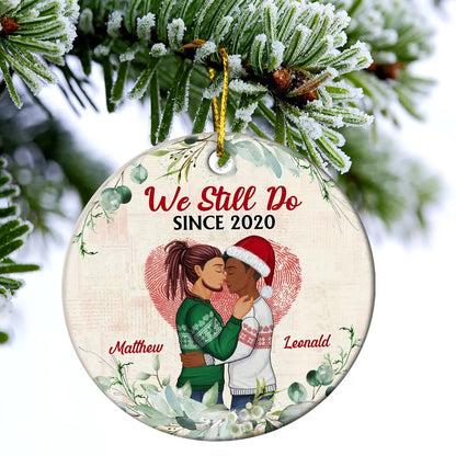 Christmas Family Couple Together Since Husband And Wife - Gift For Couples - Personalized Custom Circle Ceramic Ornament ornament The Next Custom Gift