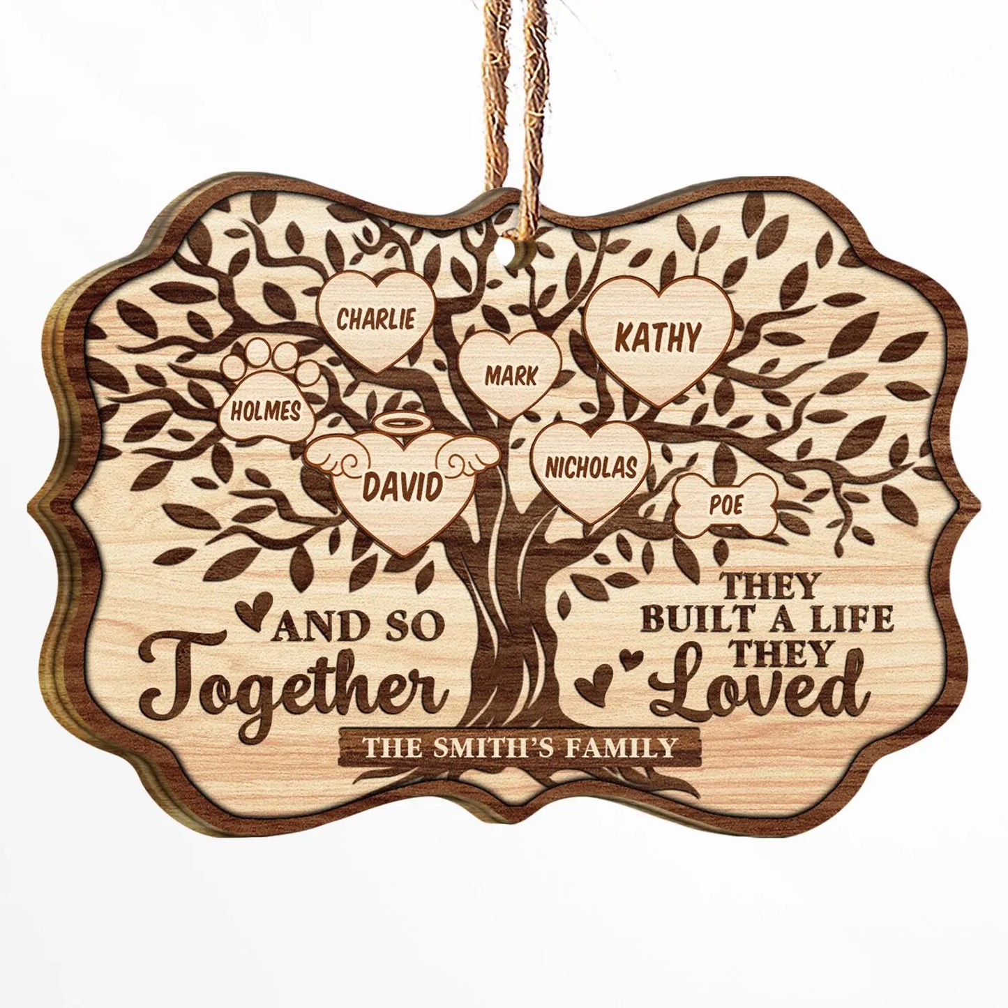 Christmas Family Tree And So Together They Built A Life They Loved - Personalized Custom Wooden Ornament Ornament The Next Custom Gift