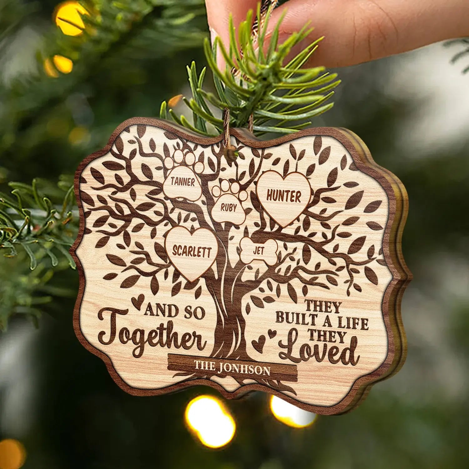 Christmas Family Tree And So Together They Built A Life They Loved - Personalized Custom Wooden Ornament Ornament The Next Custom Gift