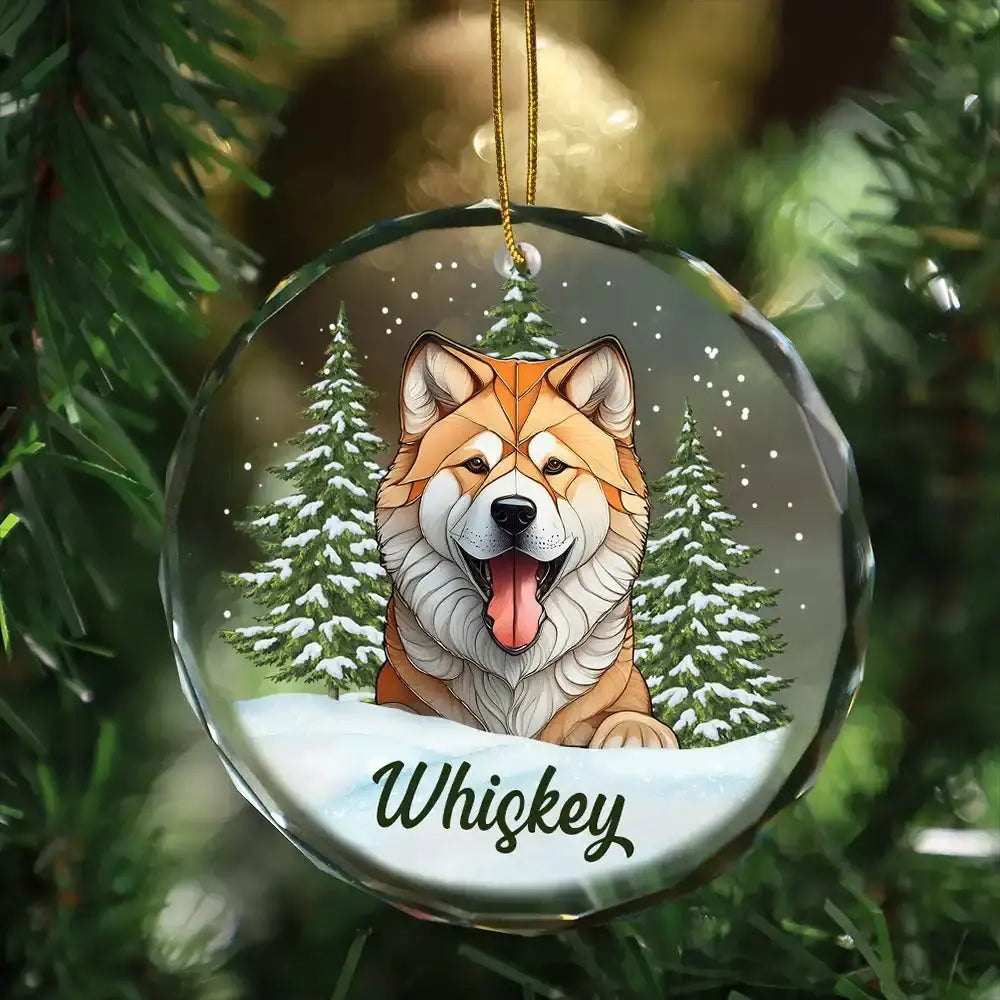 Christmas Feliz Navidog - Personalized Circle Glass Ornament ornament The Next Custom Gift