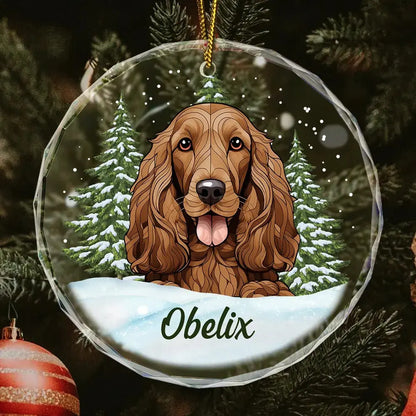 Christmas Feliz Navidog - Personalized Circle Glass Ornament ornament The Next Custom Gift