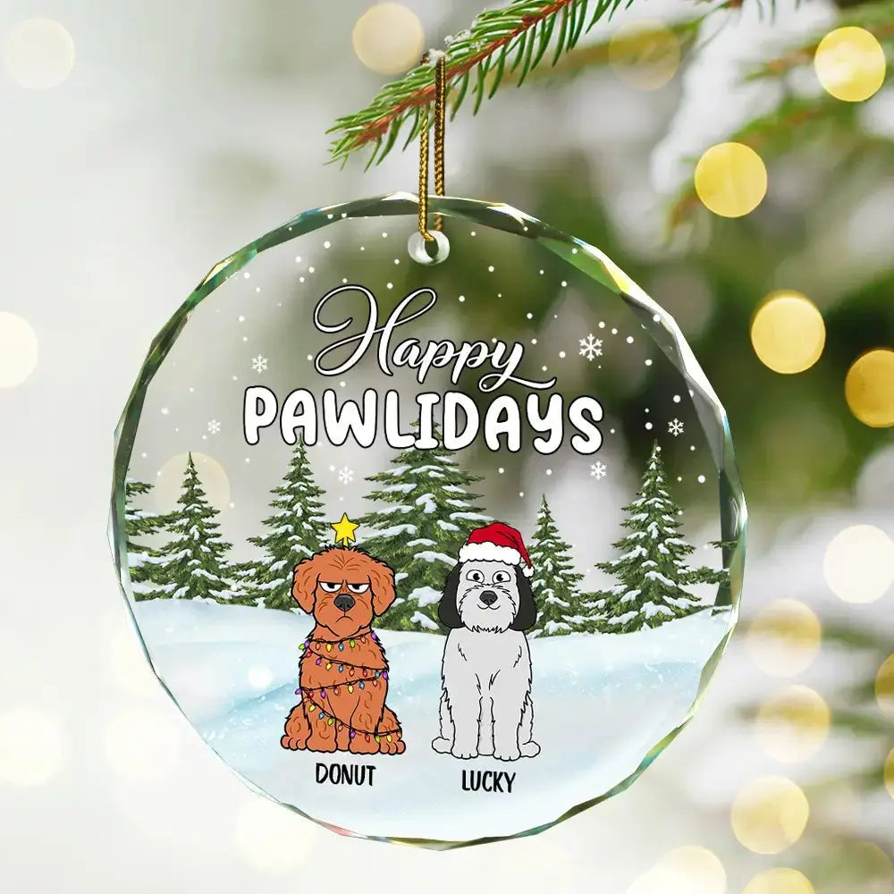 Christmas Feliz Navidog - Personalized Circle Glass Ornament ornament The Next Custom Gift