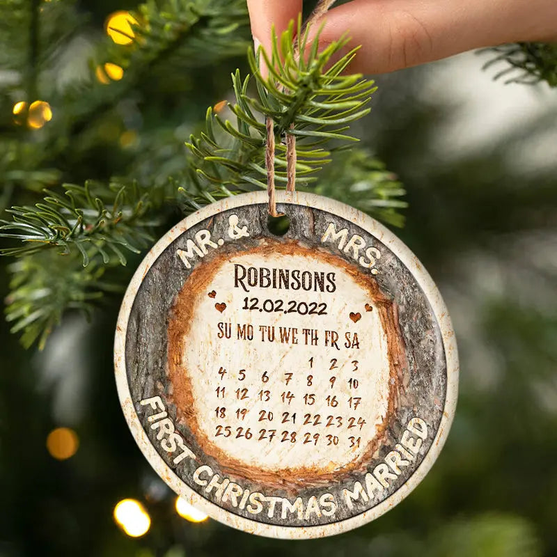 Christmas First Christmas Married - Personalized Custom Circle Ceramic Ornament ornament The Next Custom Gift