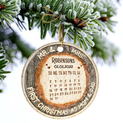 Christmas First Christmas Married - Personalized Custom Circle Ceramic Ornament ornament The Next Custom Gift