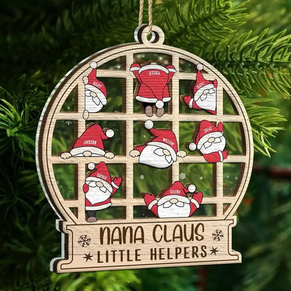 Christmas Gnome Nana Claus Little Helpers - Personalized 2-Layered Mix Ornament New! in Ornament ornament The Next Custom Gift