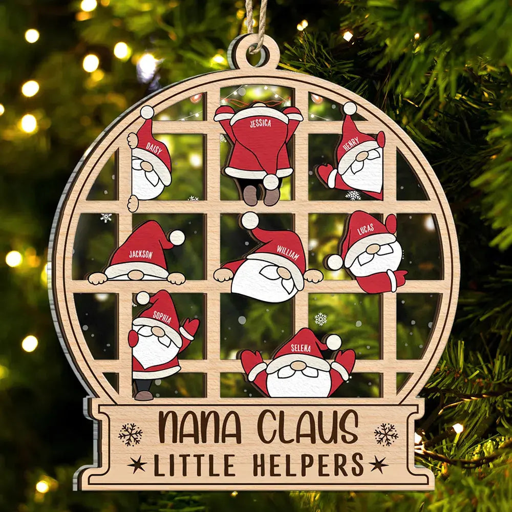 Christmas Gnome Nana Claus Little Helpers - Personalized 2-Layered Mix Ornament New! in Ornament ornament The Next Custom Gift