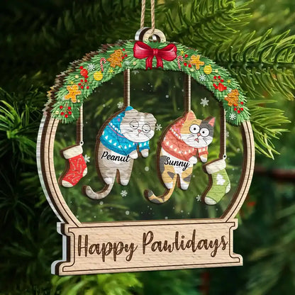 Christmas Is This Jolly Enough Hanging Cats - Personalized 2-Layered Mix Ornament Ornament The Next Custom Gift