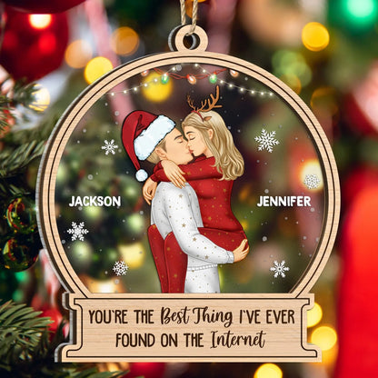 Christmas Kissing Couple Best Thing On The Internet - Gift For Couples - Personalized 2-Layered Mix Ornament Ornament The Next Custom Gift