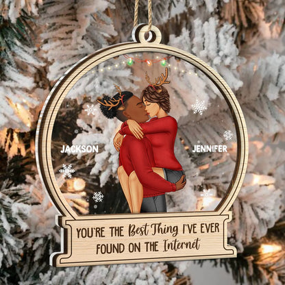 Christmas Kissing Couple Best Thing On The Internet - Gift For Couples - Personalized 2-Layered Mix Ornament Ornament The Next Custom Gift