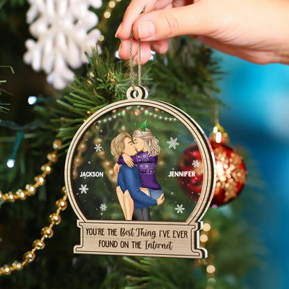 Christmas Kissing Couple Best Thing On The Internet - Gift For Couples - Personalized 2-Layered Mix Ornament Ornament The Next Custom Gift