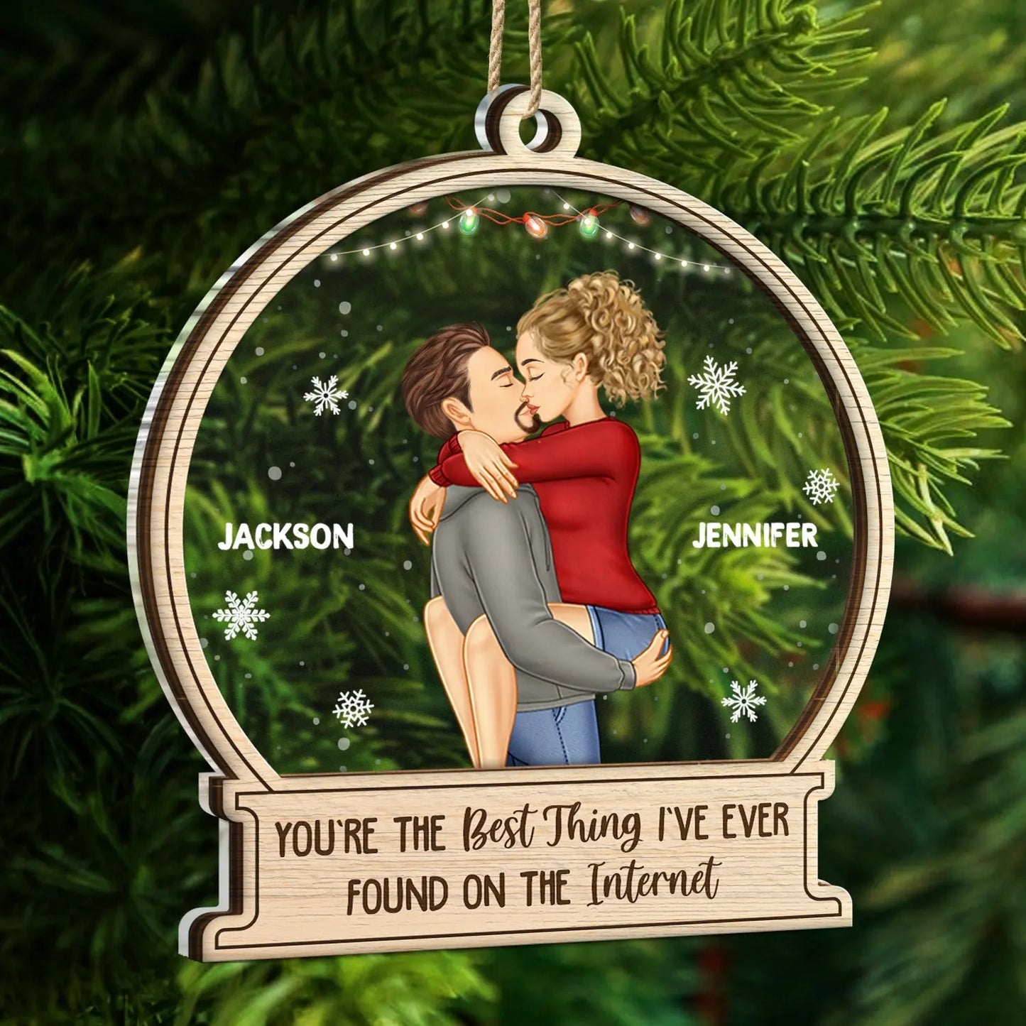 Christmas Kissing Couple Best Thing On The Internet - Gift For Couples - Personalized 2-Layered Mix Ornament Ornament The Next Custom Gift