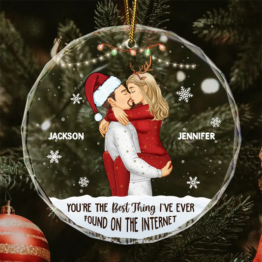 Christmas Kissing Couple Best Thing On The Internet - Personalized Circle Glass Ornamen Ornament The Next Custom Gift