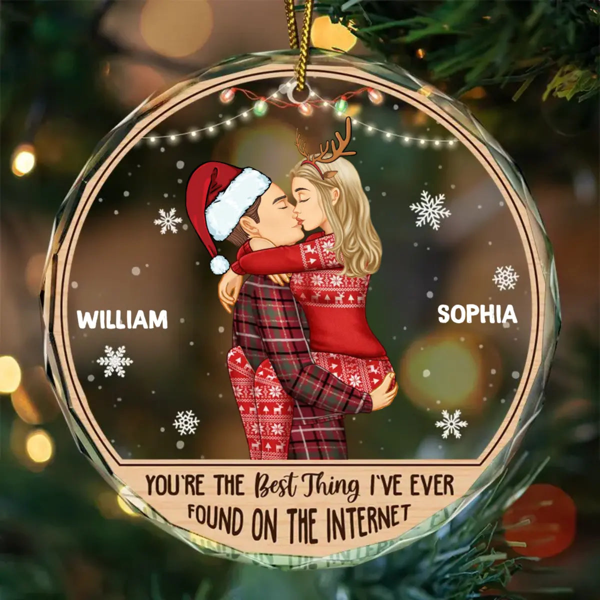 Christmas Kissing Couple Best Thing On The Internet - Personalized Circle Glass Ornamen Ornament The Next Custom Gift