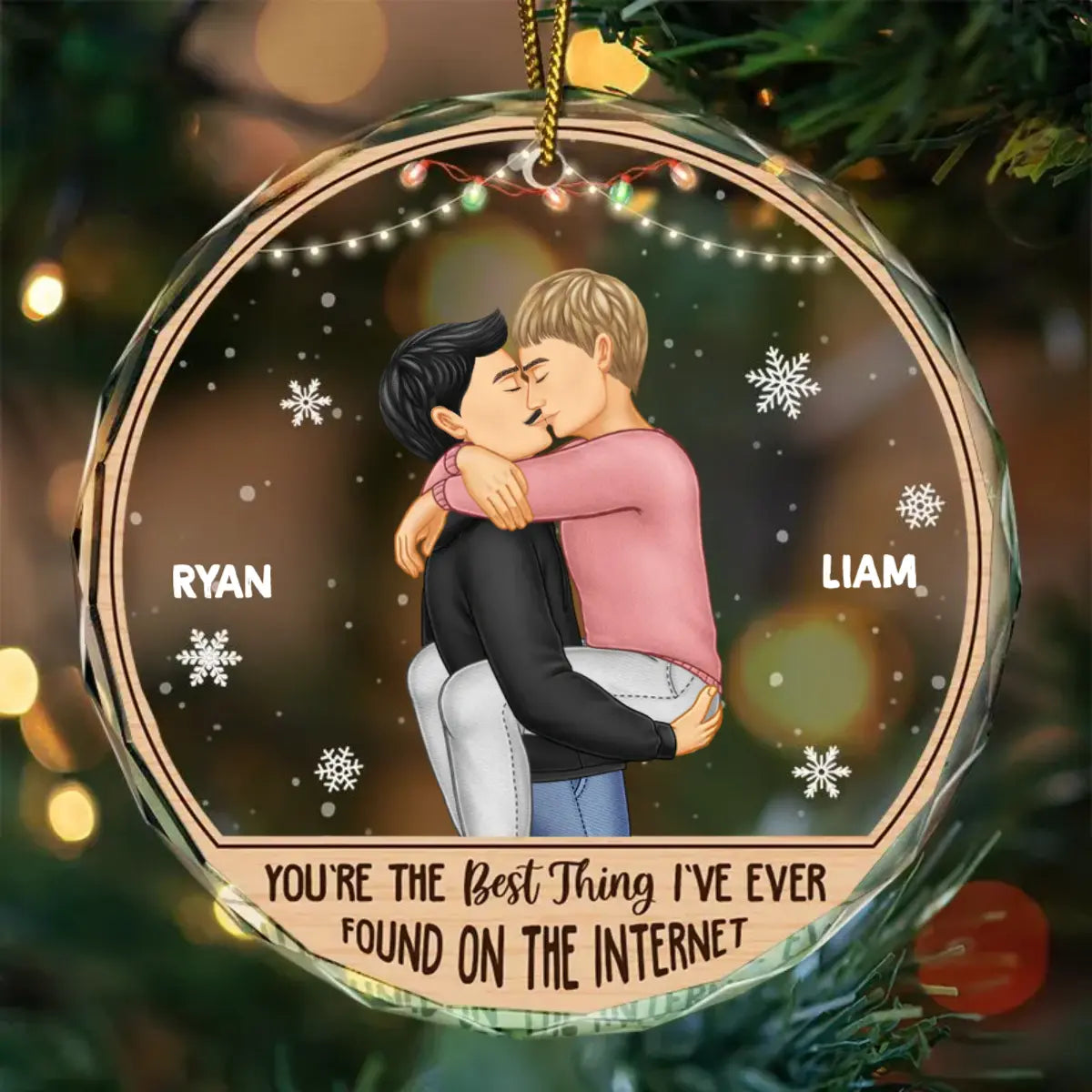 Christmas Kissing Couple Best Thing On The Internet - Personalized Circle Glass Ornamen Ornament The Next Custom Gift