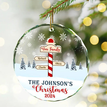 Christmas Noth Pole Family - Personalized Circle Glass Ornament Ornament The Next Custom Gift