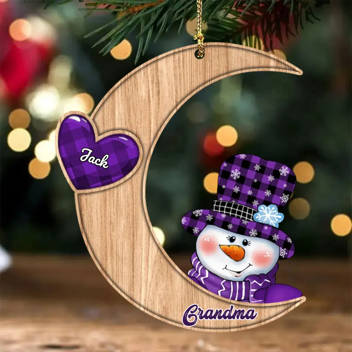 Christmas Snowman Nana Grandma Sweet Heart Kids Personalized Ornament On The Moon ornament The Next Custom Gift