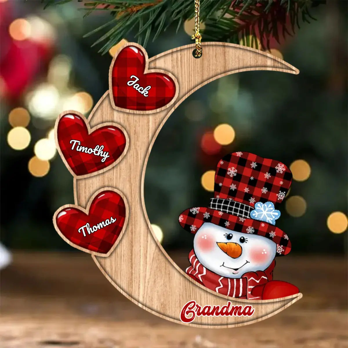 Christmas Snowman Nana Grandma Sweet Heart Kids Personalized Ornament On The Moon ornament The Next Custom Gift