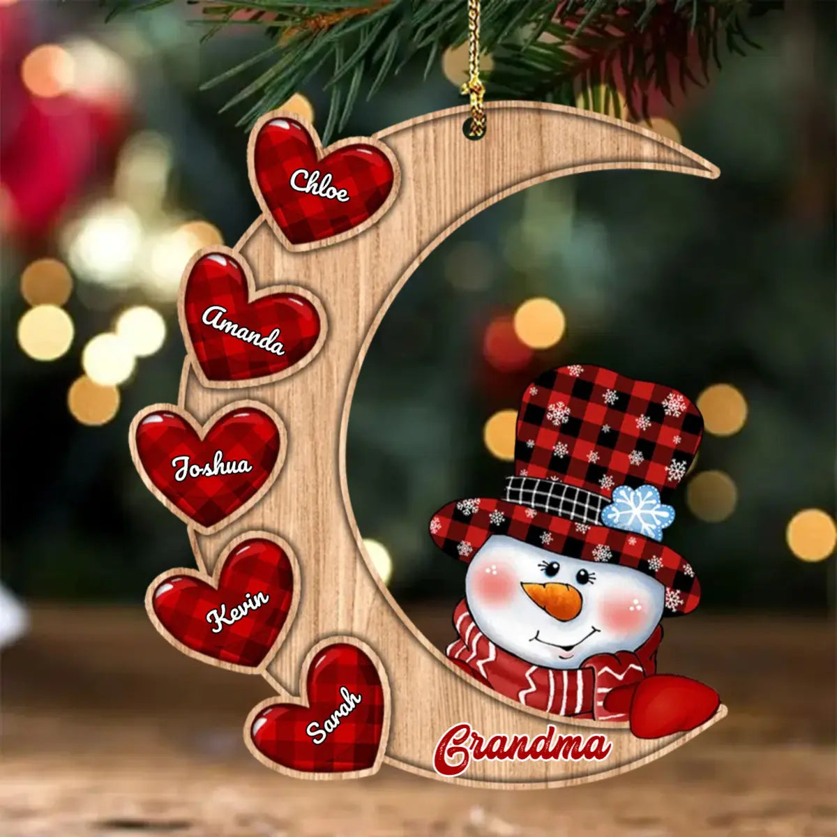 Christmas Snowman Nana Grandma Sweet Heart Kids Personalized Ornament On The Moon ornament The Next Custom Gift