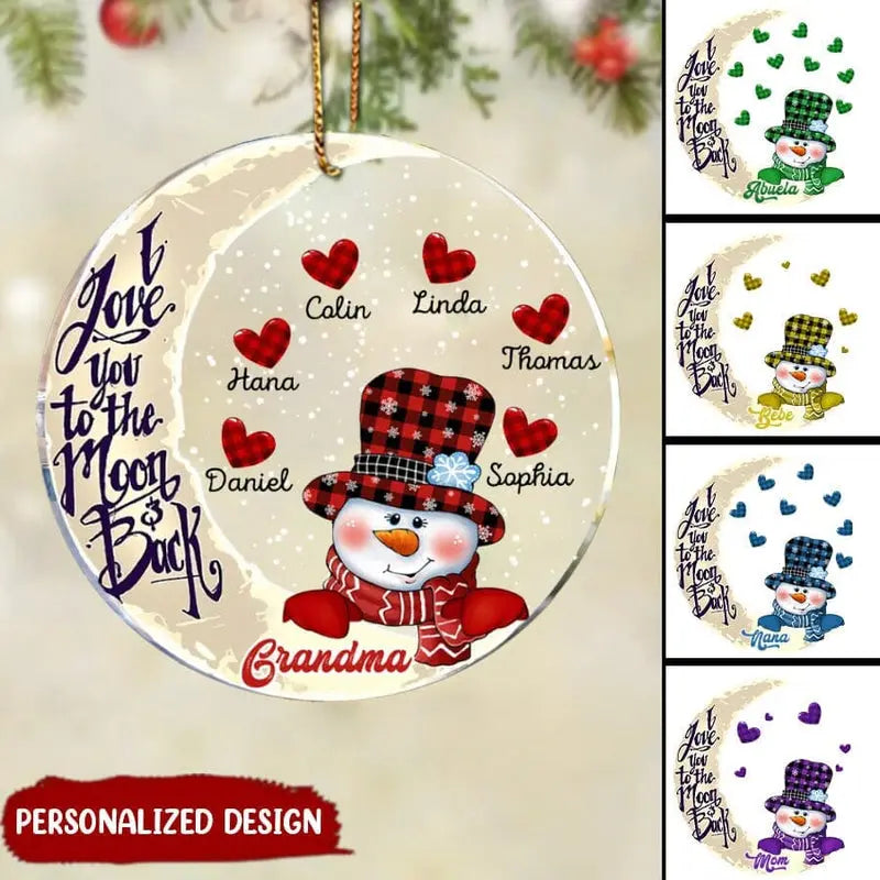 Christmas Snowman Nana Mom Sweet Heart Kids Personalized Ornament On The Moon ornament The Next Custom Gift