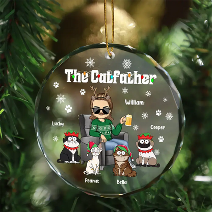 Christmas The Cat Father - Personalized Circle Glass Ornament ornament The Next Custom Gift