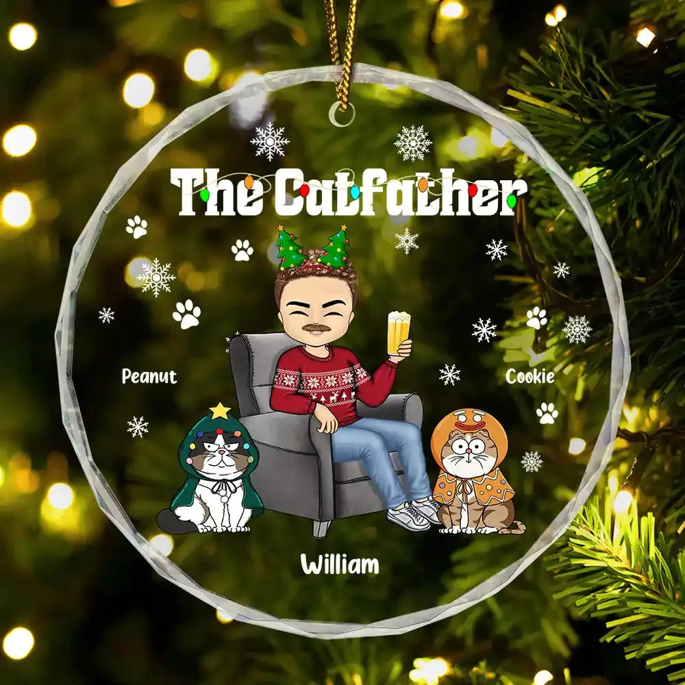 Christmas The Cat Father - Personalized Circle Glass Ornament ornament The Next Custom Gift