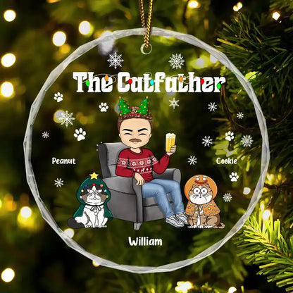 Christmas The Cat Father - Personalized Circle Glass Ornament ornament The Next Custom Gift