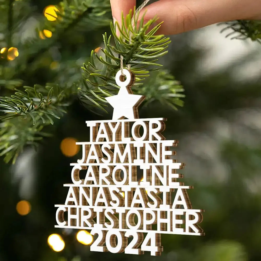 Christmas Tree Family Bestie Coworker Custom Name - Gift For Family, Coworker, Besties - Personalized Wooden Cutout Ornament Ornament The Next Custom Gift