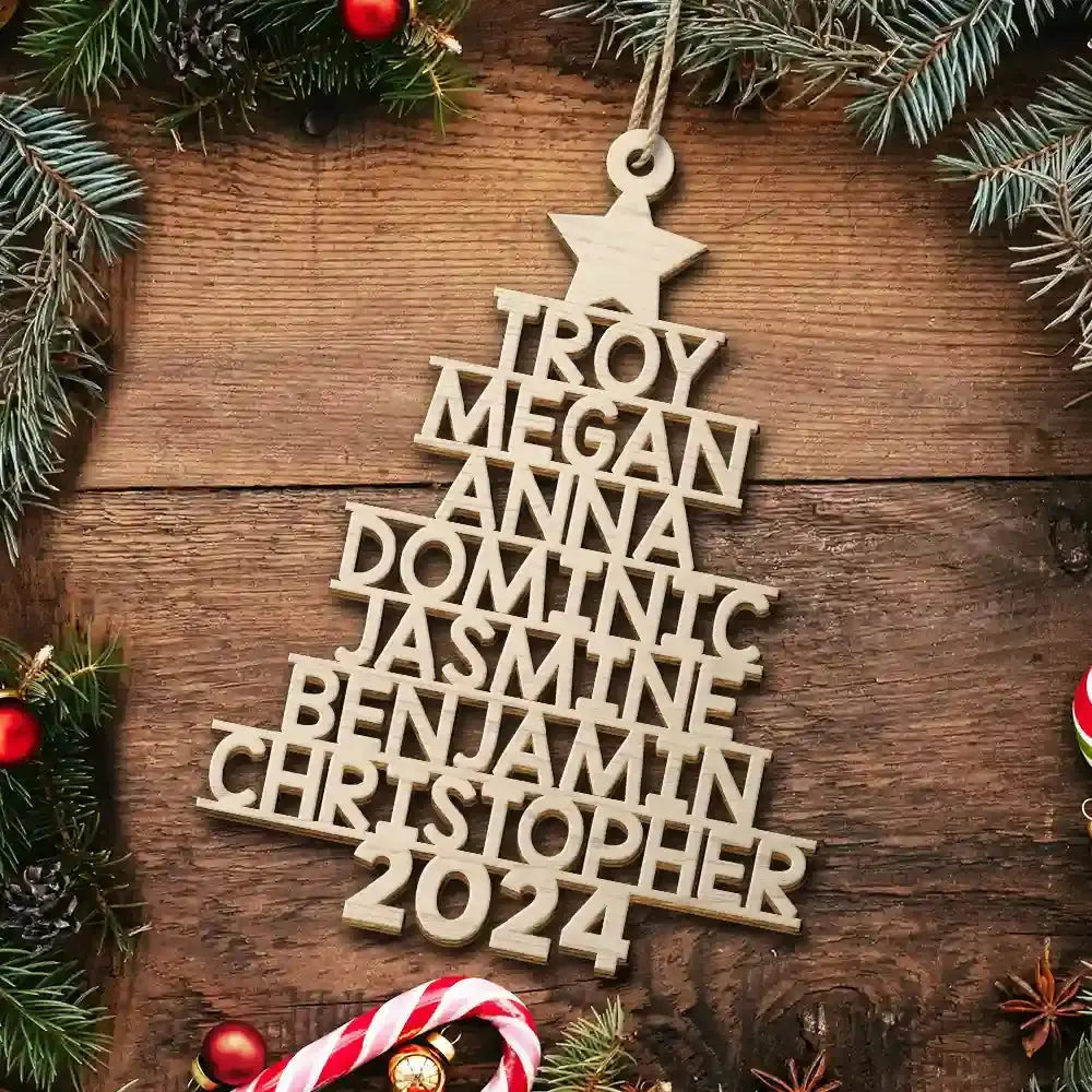 Christmas Tree Family Bestie Coworker Custom Name - Gift For Family, Coworker, Besties - Personalized Wooden Cutout Ornament Ornament The Next Custom Gift