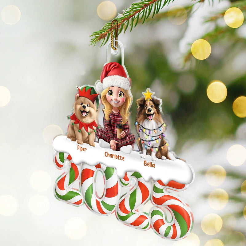 Christmas Candy 3D Effect Family Sitting - Personalized Custom Shaped Acrylic Ornament