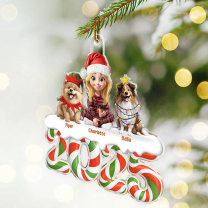 Christmas Candy 3D Effect Family Sitting - Personalized Custom Shaped Acrylic Ornament