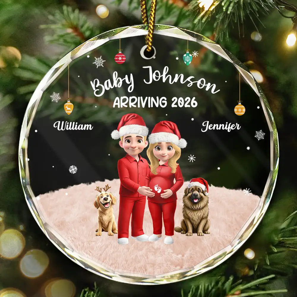 Expecting Parents 3D Effect Baby Arriving - Personalized Circle Ornament