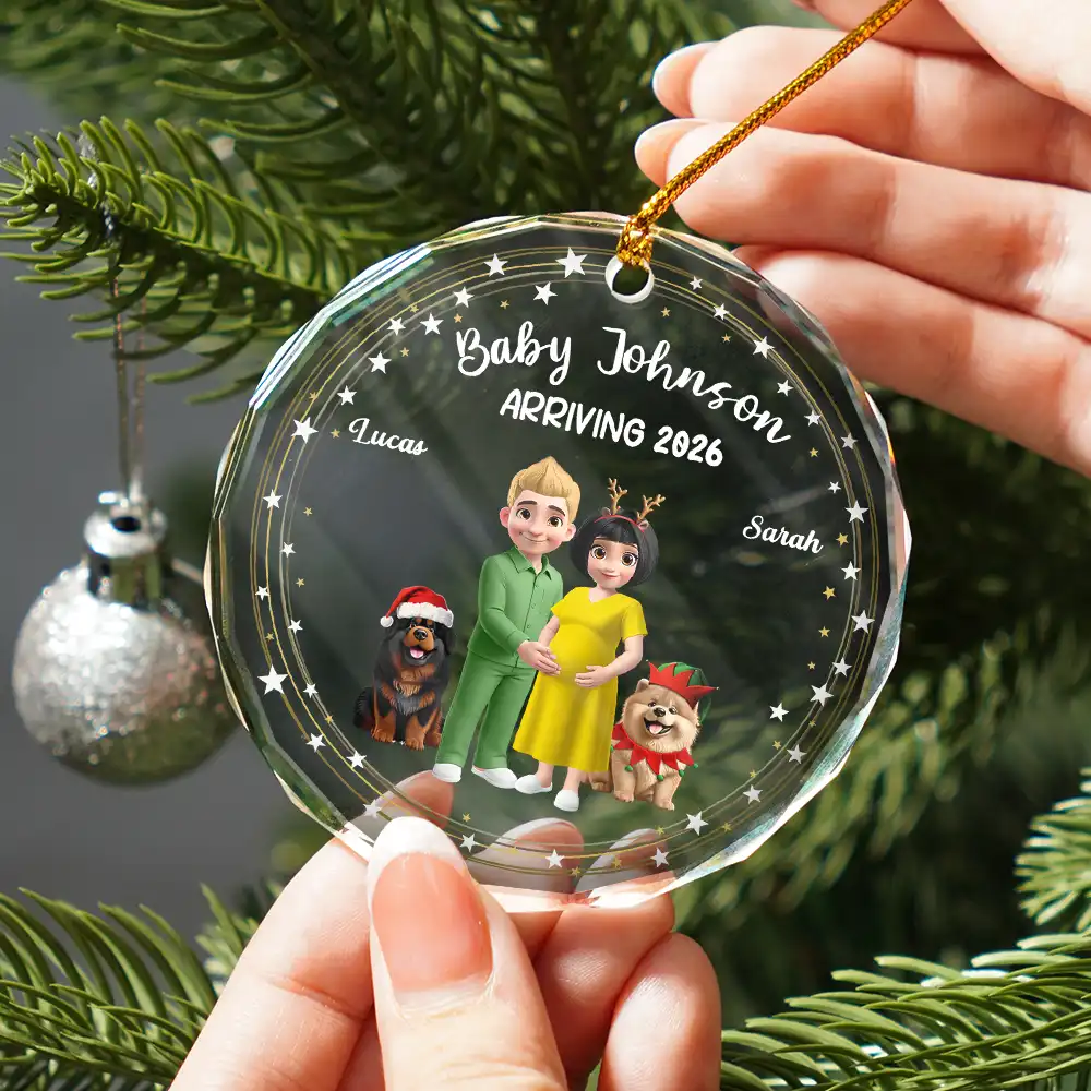 Expecting Parents 3D Effect Baby Arriving - Personalized Circle Ornament