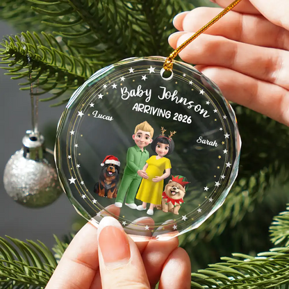 Expecting Parents 3D Effect Baby Arriving - Personalized Circle Ornament
