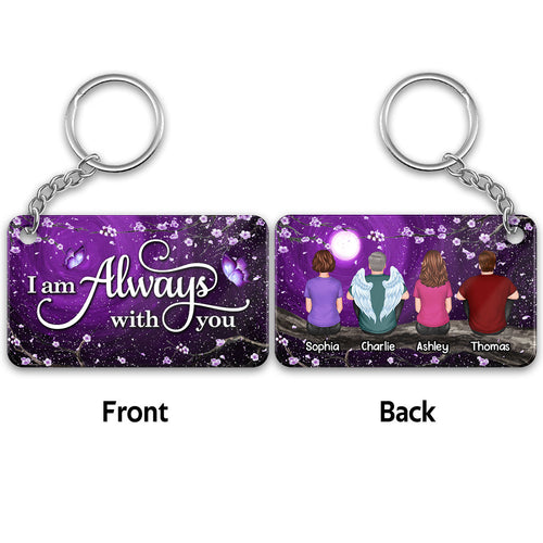 Butterfly Purple Moon Flowers Family Memorial Gift Remembrance Keepsake Personalized Acrylic Keychain