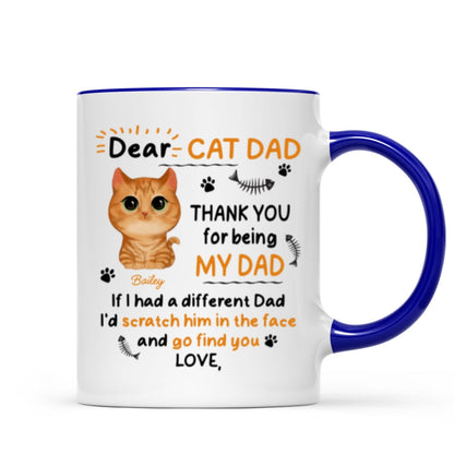 Watercolor Cute Cats Dear Cat Dad Thank You Gift For Cat Dad Cat Lovers Personalized Mug