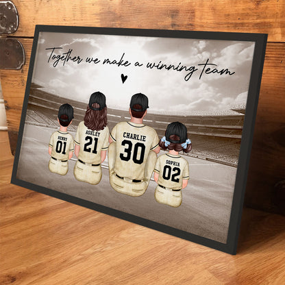 Retro Baseball Family Sitting Personalized Poster