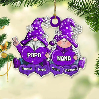 Colorful Christmas Gnome Pappy Nana Daddy Mommy Sweet Heart Kids Personalized Ornament ornament The Next Custom Gift