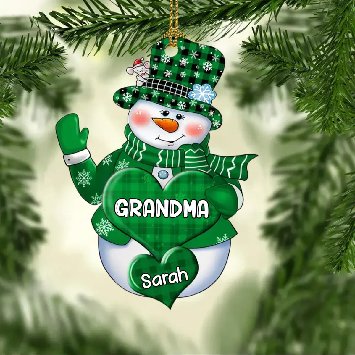 Colorful Christmas Snowman Grandma Mom Little Heart Kids Customized Ornament ornament The Next Custom Gift