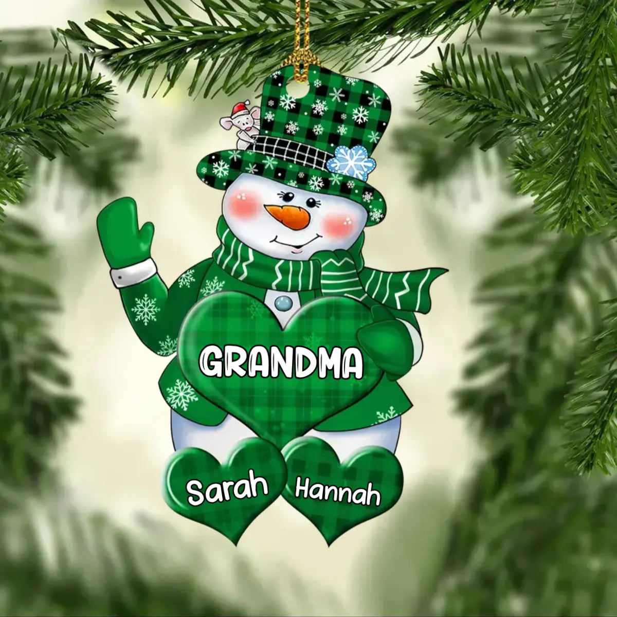 Colorful Christmas Snowman Grandma Mom Little Heart Kids Customized Ornament ornament The Next Custom Gift