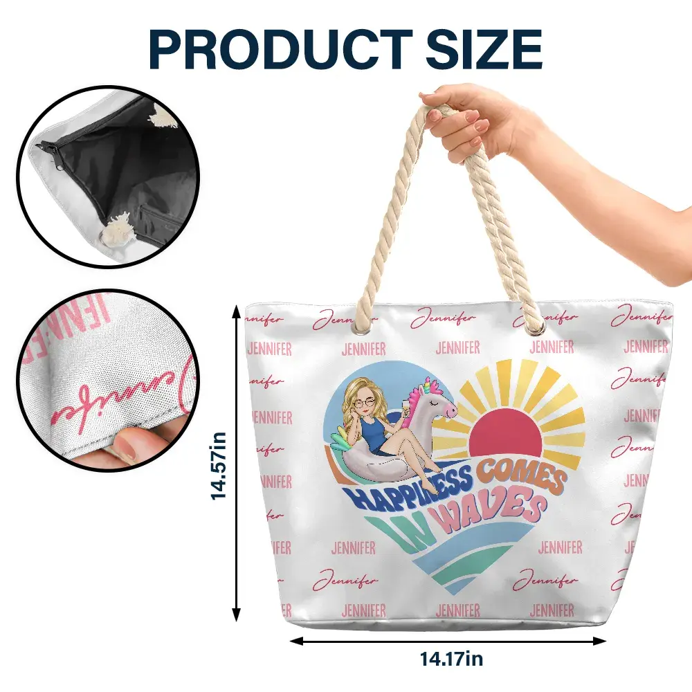 Comes In Waves - Personalized Beach Bag (AB) Beach Bag The Next Custom Gift